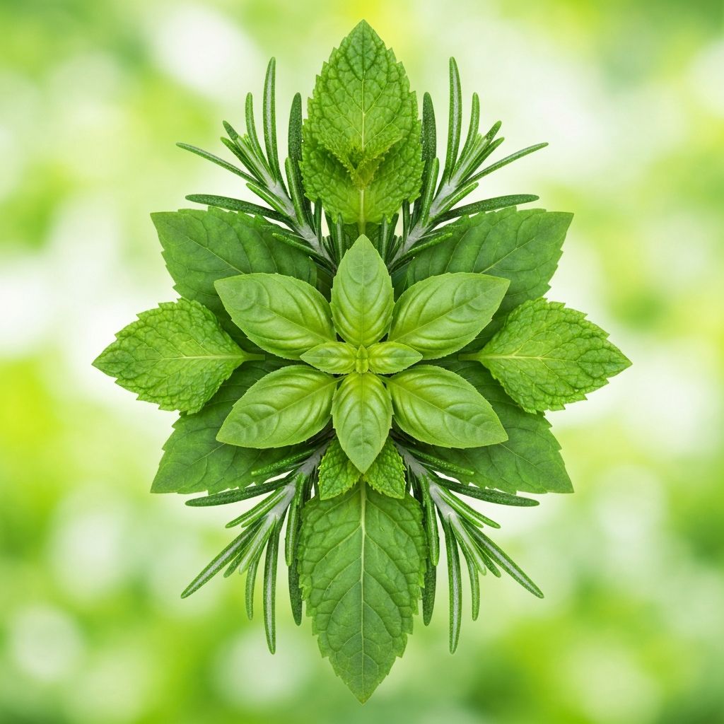 Nahaufnahme von grünen Blättern und Kräutern